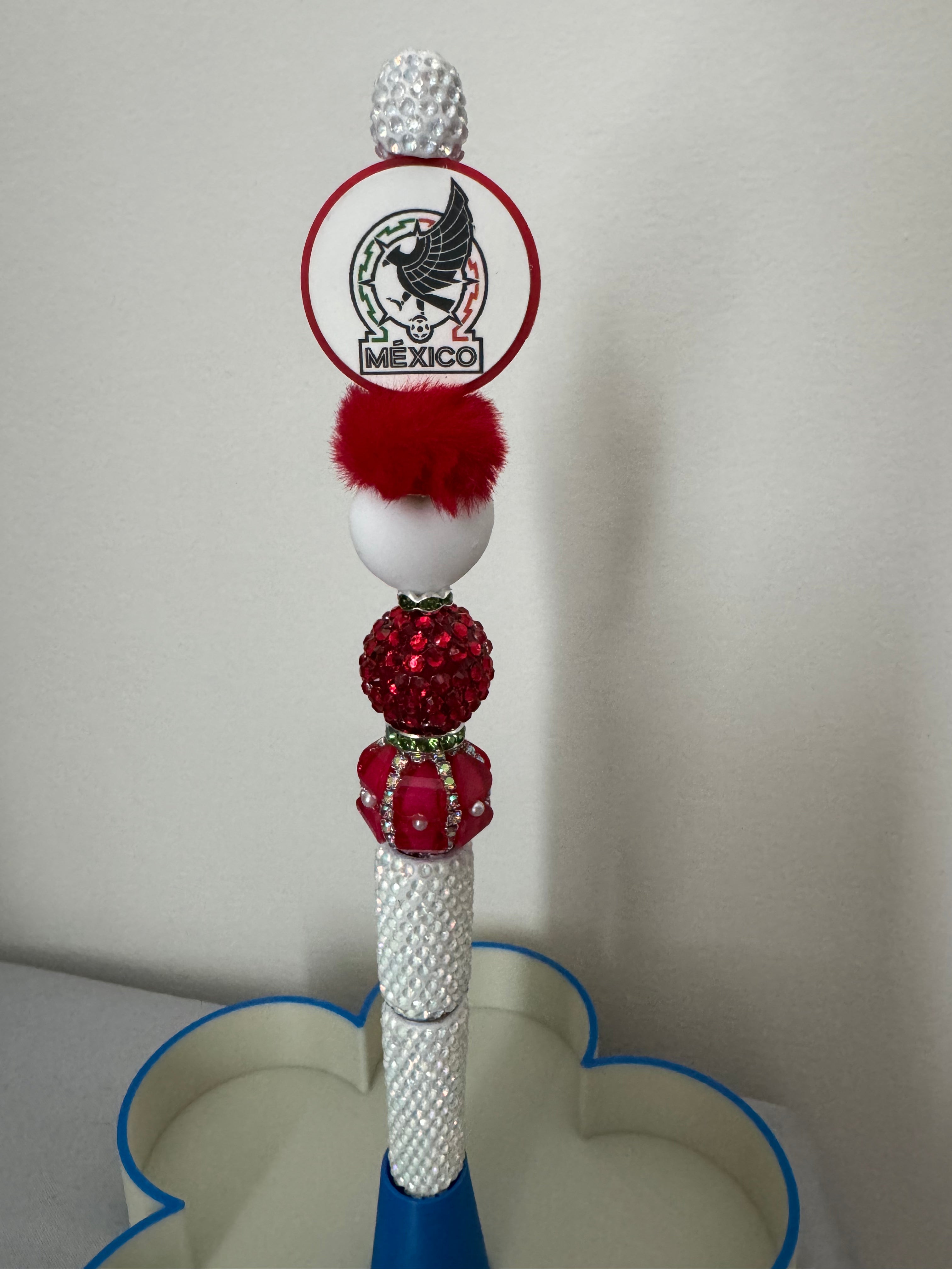(Extender) Mexico Soccer Rhinestone Beaded Pen